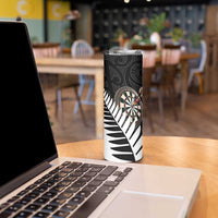 Personalised New Zealand Darts Skinny Tumbler Silver Fern Aotearoa Maori Pattern - Polynesian Pride