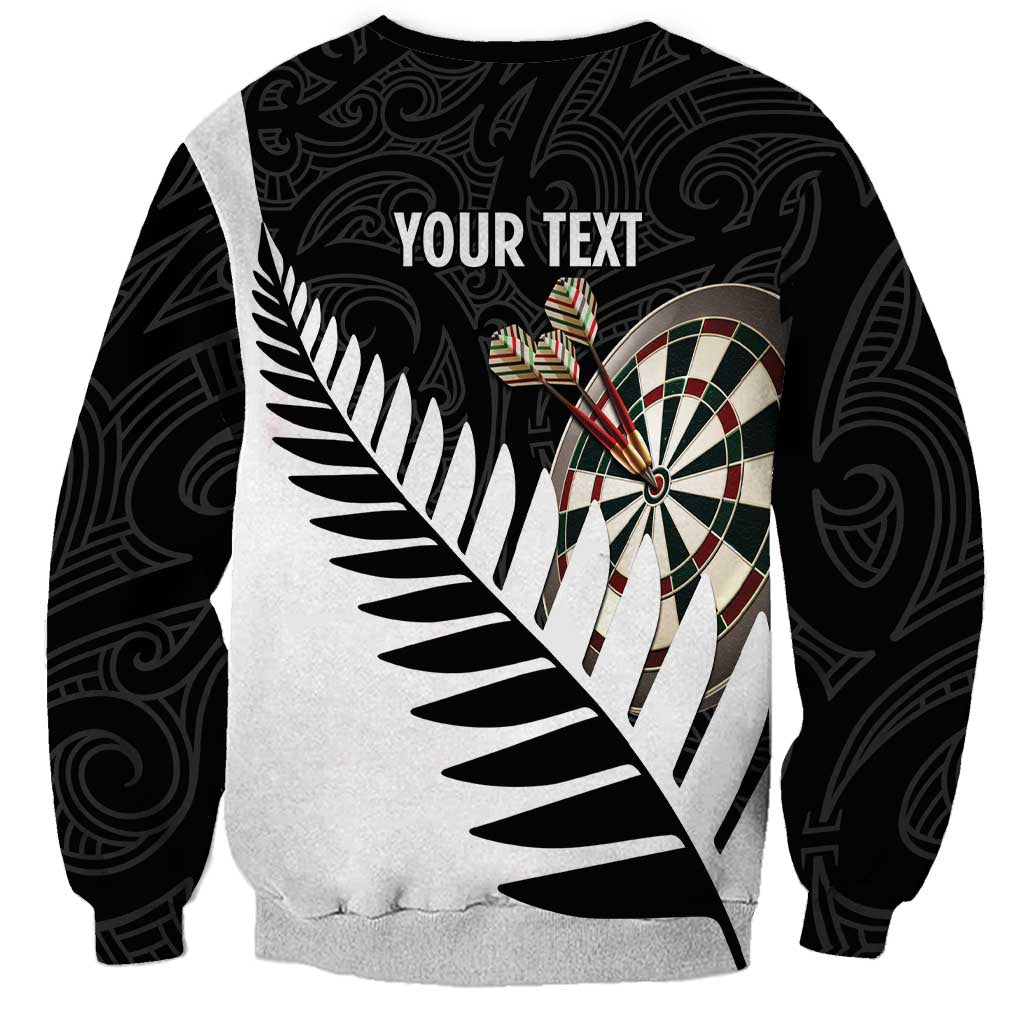 Personalised New Zealand Darts Sweatshirt Silver Fern Aotearoa Maori Pattern - Polynesian Pride