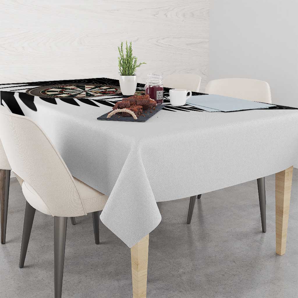 Personalised New Zealand Darts Tablecloth Silver Fern Aotearoa Maori Pattern - Polynesian Pride