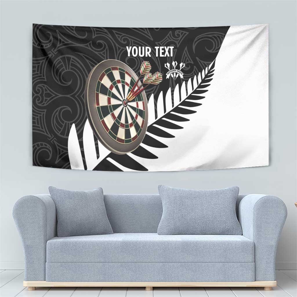 Personalised New Zealand Darts Tapestry Silver Fern Aotearoa Maori Pattern - Polynesian Pride