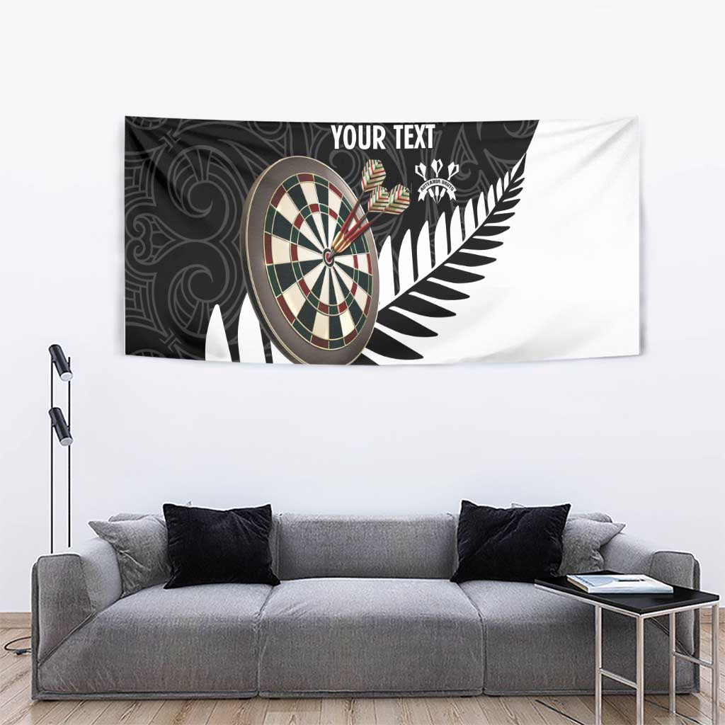 Personalised New Zealand Darts Tapestry Silver Fern Aotearoa Maori Pattern - Polynesian Pride