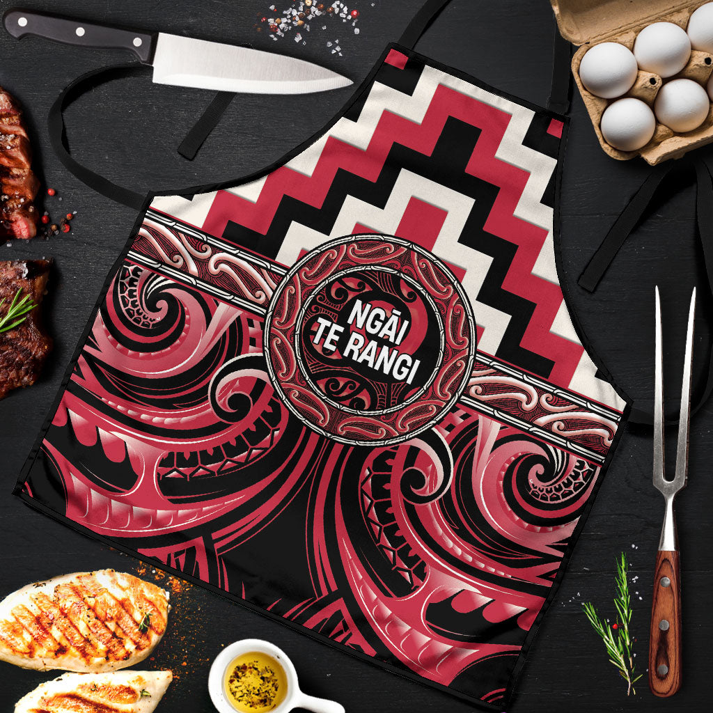 Aotearoa Ngai Te Rangi Apron Maori Iwi Poutama Puhoro Tattoo LT14 Red - Polynesian Pride