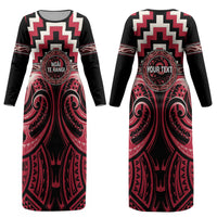 Aotearoa Ngai Te Rangi Personalised Couples Matching Long Sleeve Bodycon Dress and Hawaiian Shirt Maori Iwi Poutama Puhoro Tattoo LT14 - Polynesian Pride