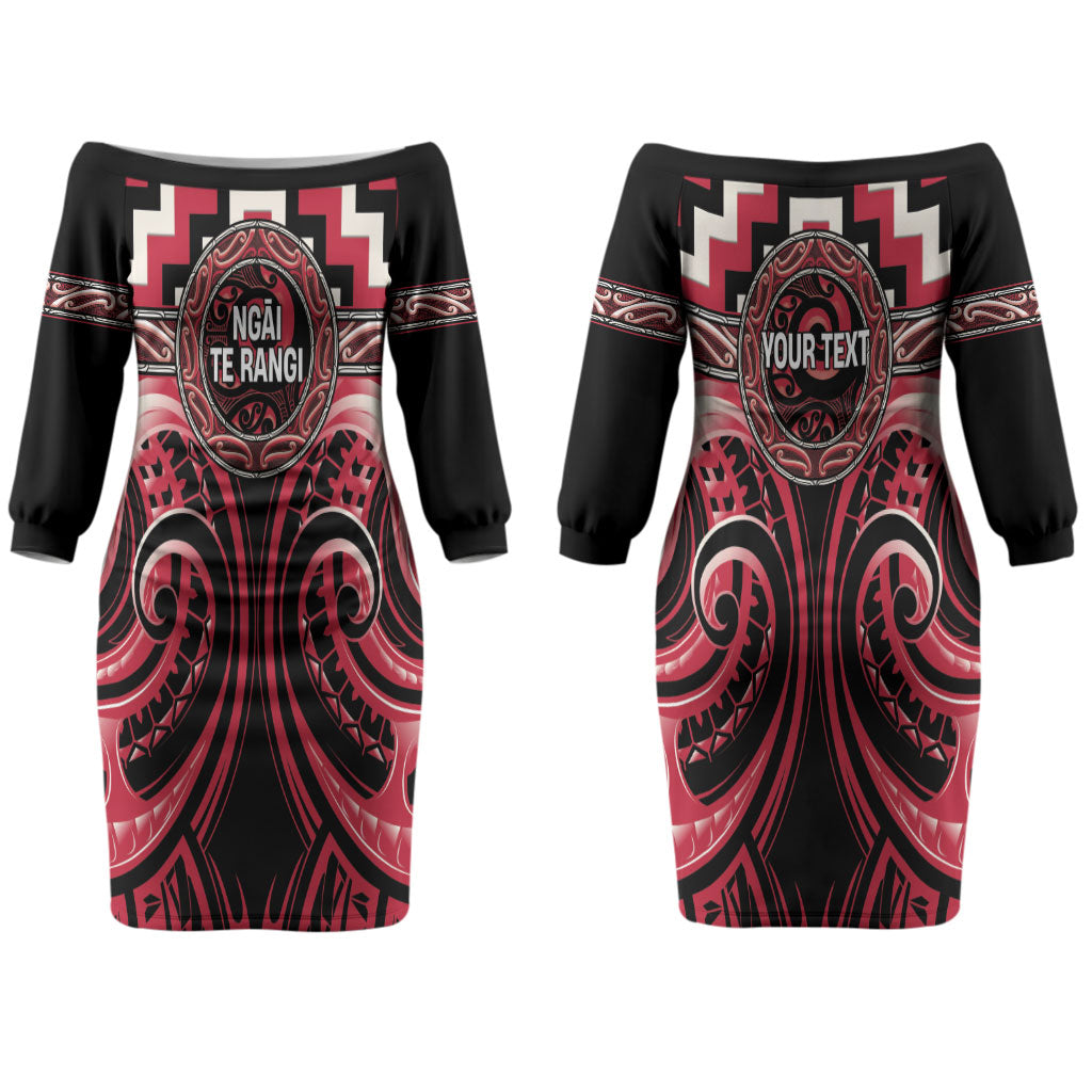 Aotearoa Ngai Te Rangi Personalised Couples Matching Off The Shoulder Long Sleeve Dress and Hawaiian Shirt Maori Iwi Poutama Puhoro Tattoo LT14 - Polynesian Pride