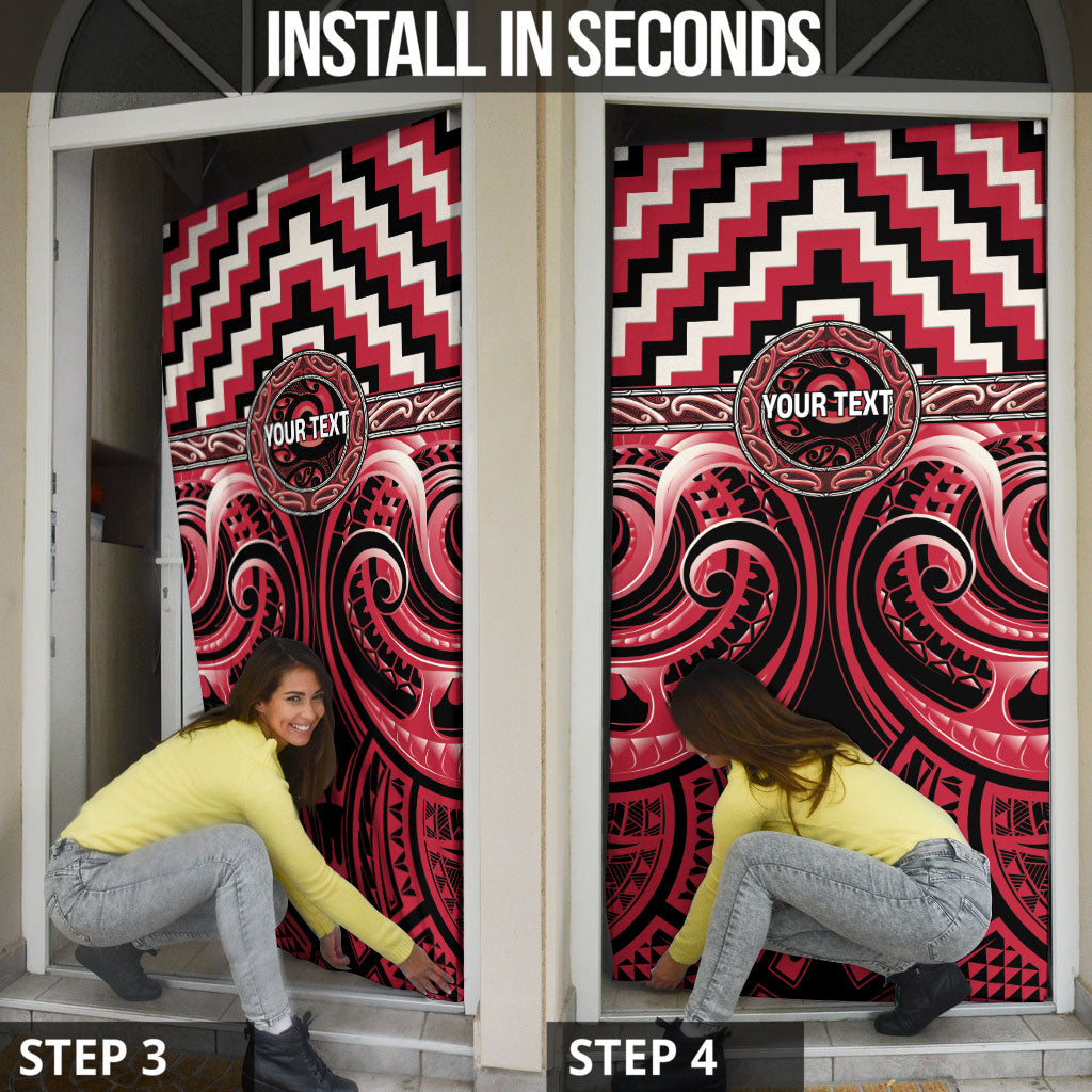 Aotearoa Ngai Te Rangi Personalised Door Cover Maori Iwi Poutama Puhoro Tattoo LT14 - Polynesian Pride