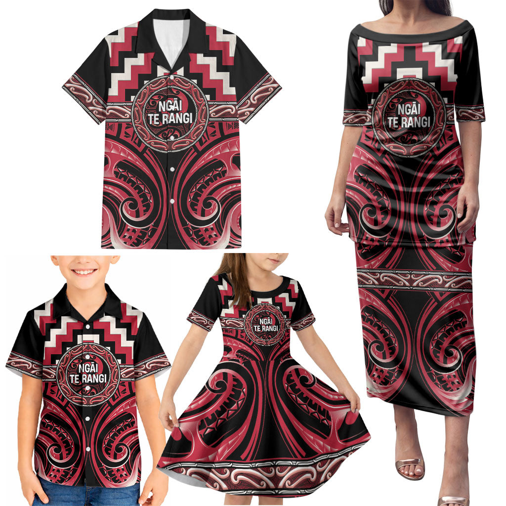 Aotearoa Ngai Te Rangi Personalised Family Matching Puletasi and Hawaiian Shirt Maori Iwi Poutama Puhoro Tattoo LT14 - Polynesian Pride