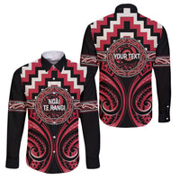 Aotearoa Ngai Te Rangi Personalised Family Matching Short Sleeve Bodycon Dress and Hawaiian Shirt Maori Iwi Poutama Puhoro Tattoo LT14 Dad's Shirt - Long Sleeve Red - Polynesian Pride
