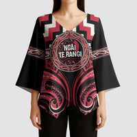 Aotearoa Ngai Te Rangi Personalised Kimono Sleeve Blouse Maori Iwi Poutama Puhoro Tattoo LT14 - Polynesian Pride