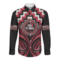 Aotearoa Ngai Te Rangi Personalised Long Sleeve Button Shirt Maori Iwi Poutama Puhoro Tattoo LT14 Unisex Red - Polynesian Pride