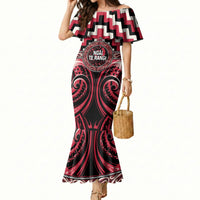 Aotearoa Ngai Te Rangi Personalised Mermaid Dress Maori Iwi Poutama Puhoro Tattoo LT14 Women Red - Polynesian Pride