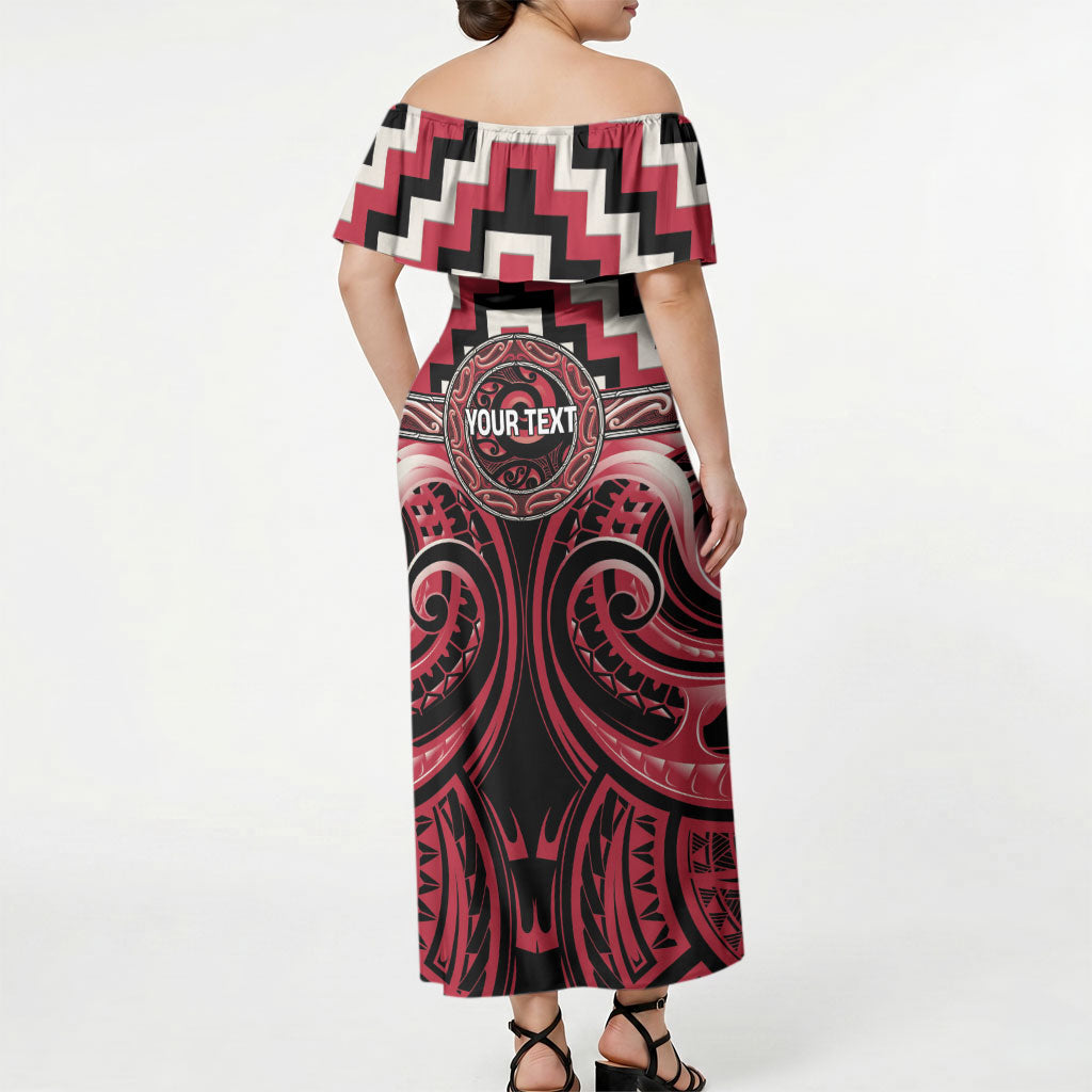 Aotearoa Ngai Te Rangi Personalised Off Shoulder Maxi Dress Maori Iwi Poutama Puhoro Tattoo LT14 - Polynesian Pride