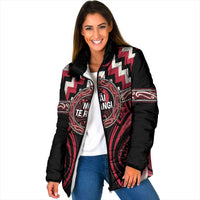 Aotearoa Ngai Te Rangi Personalised Padded Jacket Maori Iwi Poutama Puhoro Tattoo LT14 Women Red - Polynesian Pride