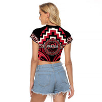 Aotearoa Ngai Te Rangi Personalised Raglan Cropped T Shirt Maori Iwi Poutama Puhoro Tattoo LT14 - Polynesian Pride