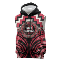 Aotearoa Ngai Te Rangi Personalised Sleeveless Hoodie Maori Iwi Poutama Puhoro Tattoo LT14 Red - Polynesian Pride