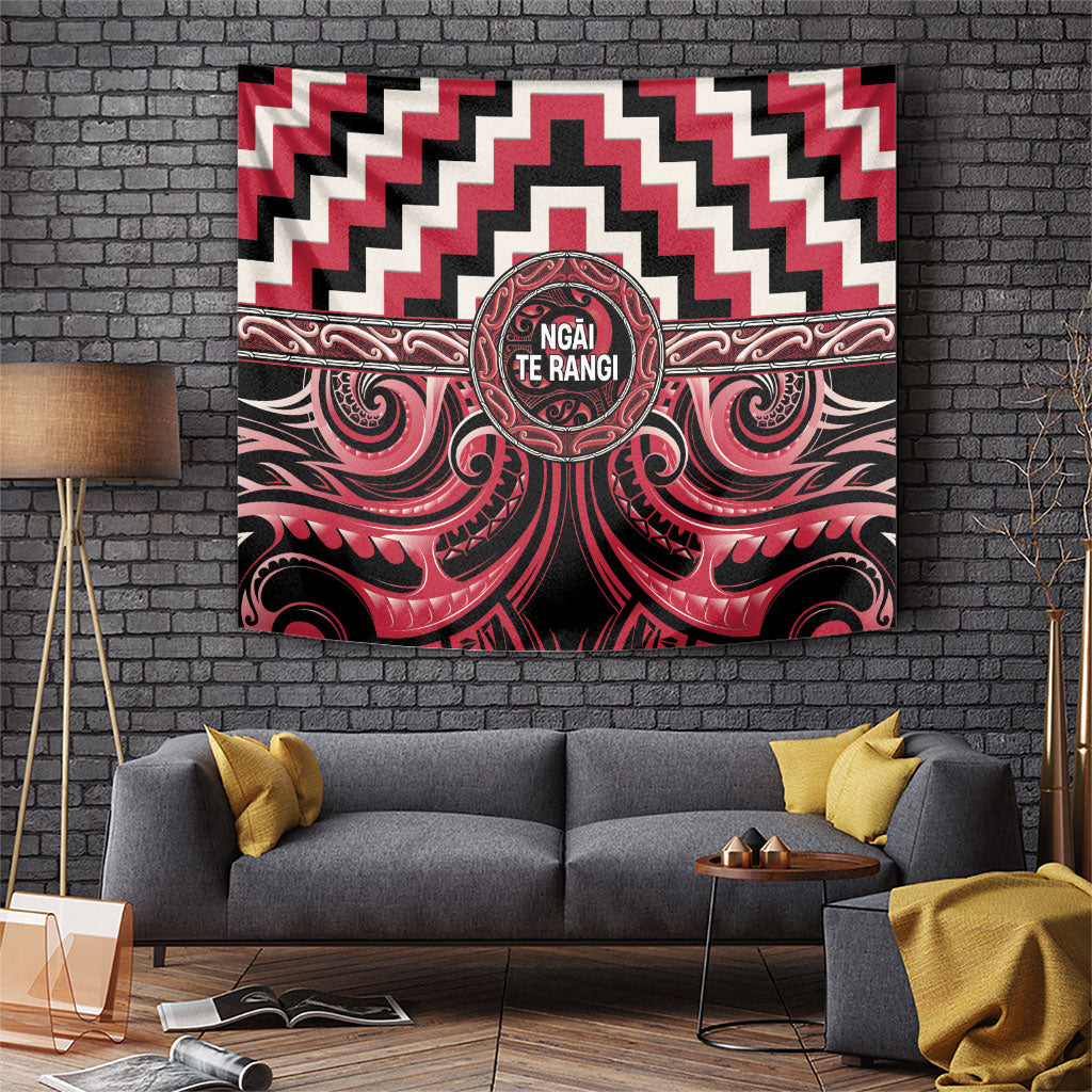 Aotearoa Ngai Te Rangi Tapestry Maori Iwi Poutama Puhoro Tattoo LT14 Red - Polynesian Pride