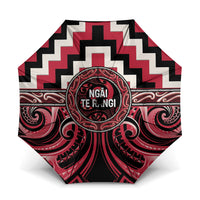 Aotearoa Ngai Te Rangi Umbrella Maori Iwi Poutama Puhoro Tattoo LT14 One Size Folded 11.42 inch Opened Diameter 37.4 inch Red - Polynesian Pride