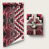 Aotearoa Ngai Te Rangi Wrapping Paper Maori Iwi Poutama Puhoro Tattoo LT14 58" × 23" Red - Polynesian Pride