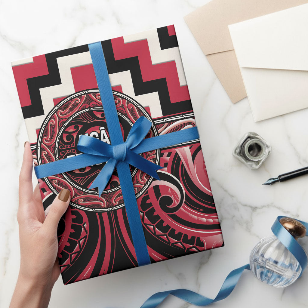 Aotearoa Ngai Te Rangi Wrapping Paper Maori Iwi Poutama Puhoro Tattoo LT14 - Polynesian Pride