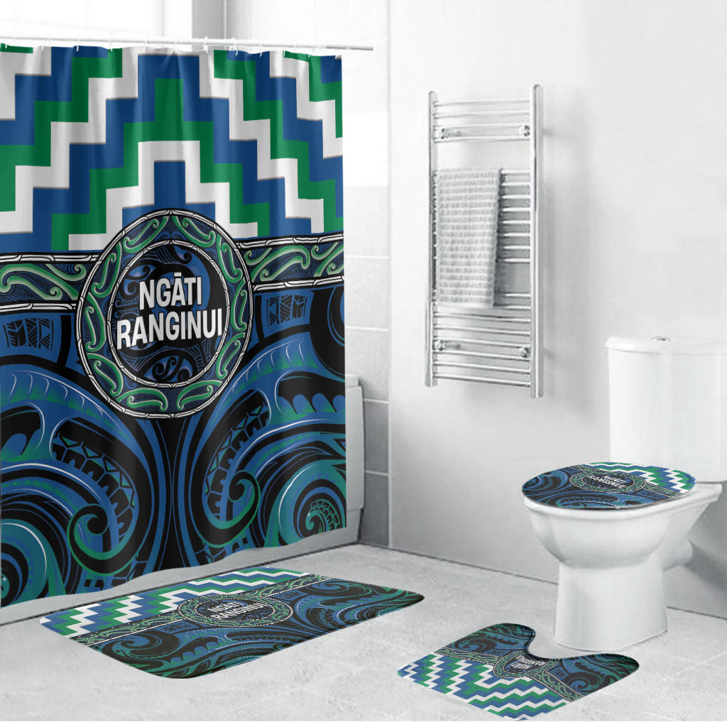 Aotearoa Ngati Ranginui Bathroom Set Maori Iwi Poutama Puhoro Tattoo LT14 Bathroom Set (4 pcs) Green - Polynesian Pride
