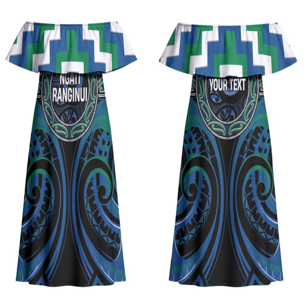 Aotearoa Ngati Ranginui Personalised Couples Matching Off Shoulder Maxi Dress and Hawaiian Shirt Maori Iwi Poutama Puhoro Tattoo LT14 - Polynesian Pride
