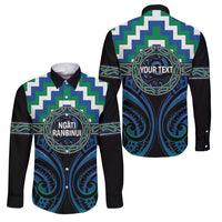Aotearoa Ngati Ranginui Personalised Family Matching Tank Maxi Dress and Hawaiian Shirt Maori Iwi Poutama Puhoro Tattoo LT14 Dad's Shirt - Long Sleeve Green - Polynesian Pride