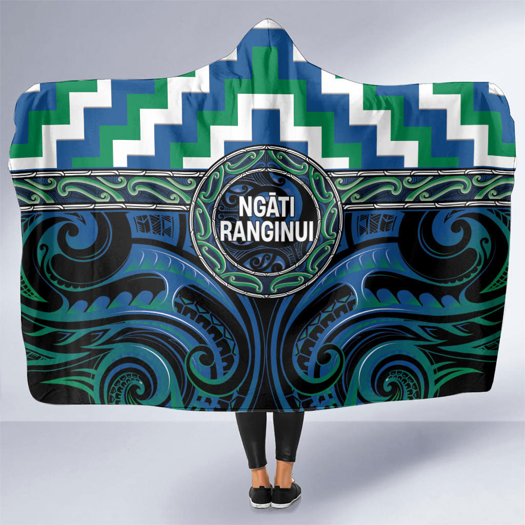 Aotearoa Ngati Ranginui Hooded Blanket Maori Iwi Poutama Puhoro Tattoo LT14 One Size Green - Polynesian Pride
