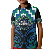 Aotearoa Ngati Ranginui Personalised Kid Polo Shirt Maori Iwi Poutama Puhoro Tattoo LT14 Kid Green - Polynesian Pride