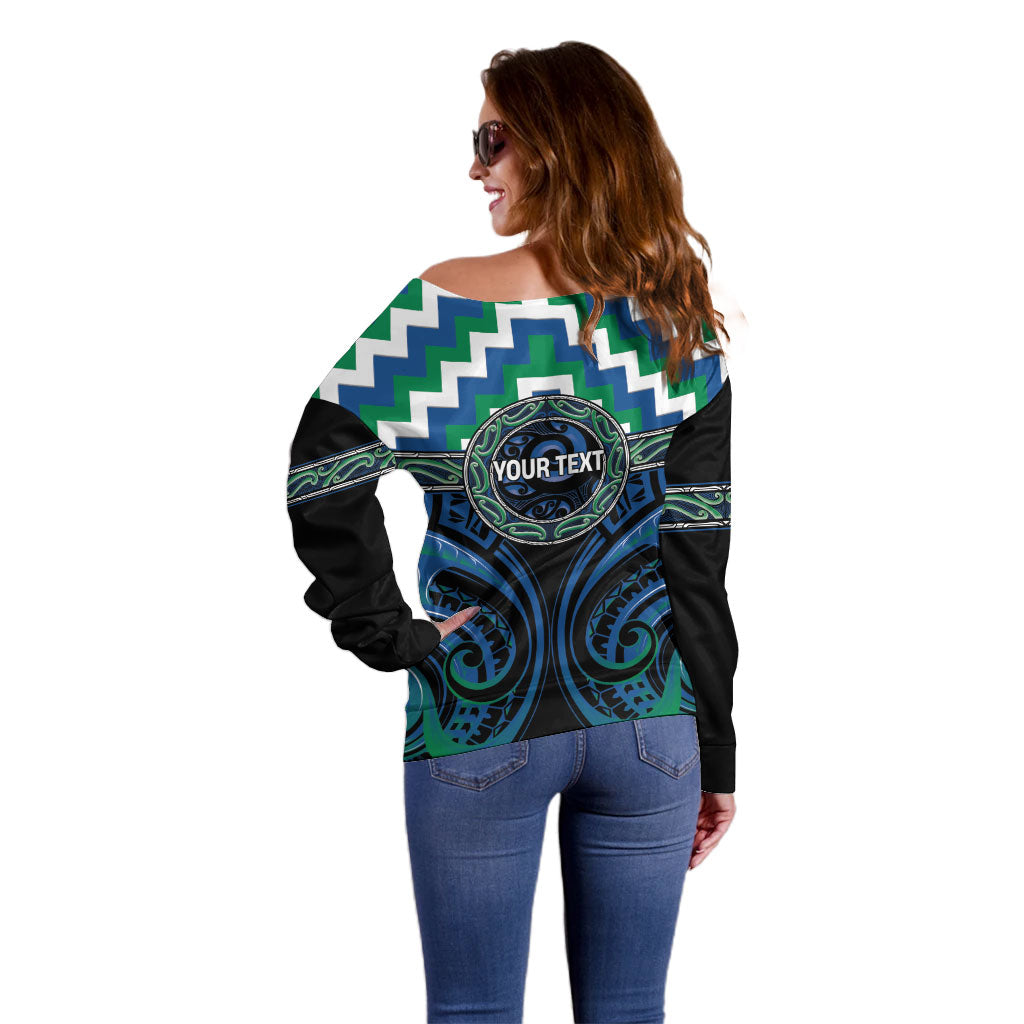 Aotearoa Ngati Ranginui Personalised Off Shoulder Sweater Maori Iwi Poutama Puhoro Tattoo LT14 - Polynesian Pride