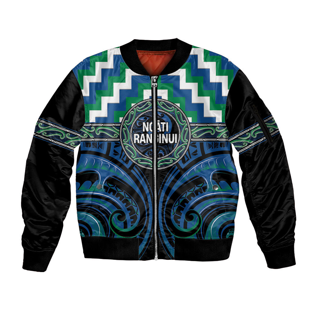 Aotearoa Ngati Ranginui Personalised Sleeve Zip Bomber Jacket Maori Iwi Poutama Puhoro Tattoo LT14 Unisex Green - Polynesian Pride