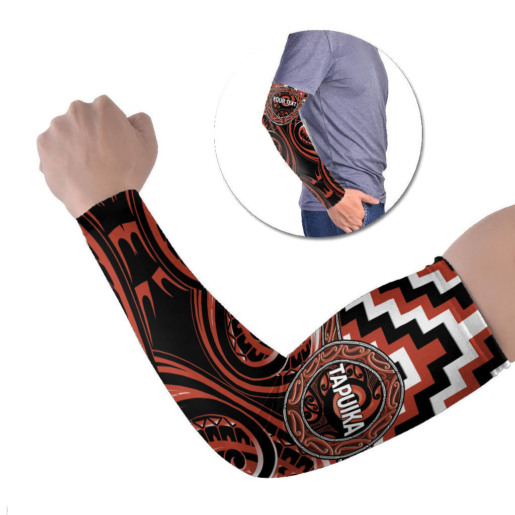 Aotearoa Tapuika Personalised Arm Sleeves Maori Iwi Poutama Puhoro Tattoo LT14 Set of 2 Red - Polynesian Pride