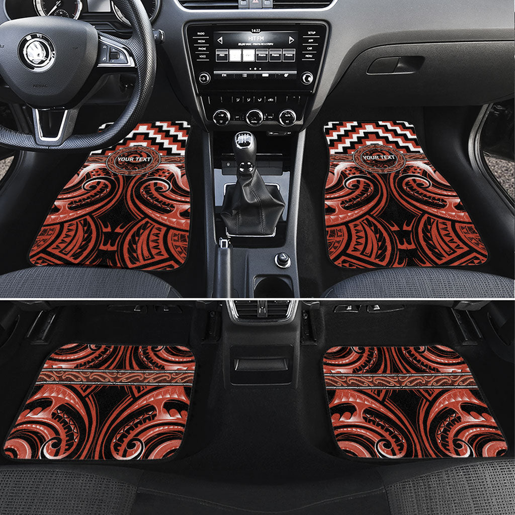 Aotearoa Tapuika Personalised Car Mats Maori Iwi Poutama Puhoro Tattoo LT14 Set 4pcs Red - Polynesian Pride