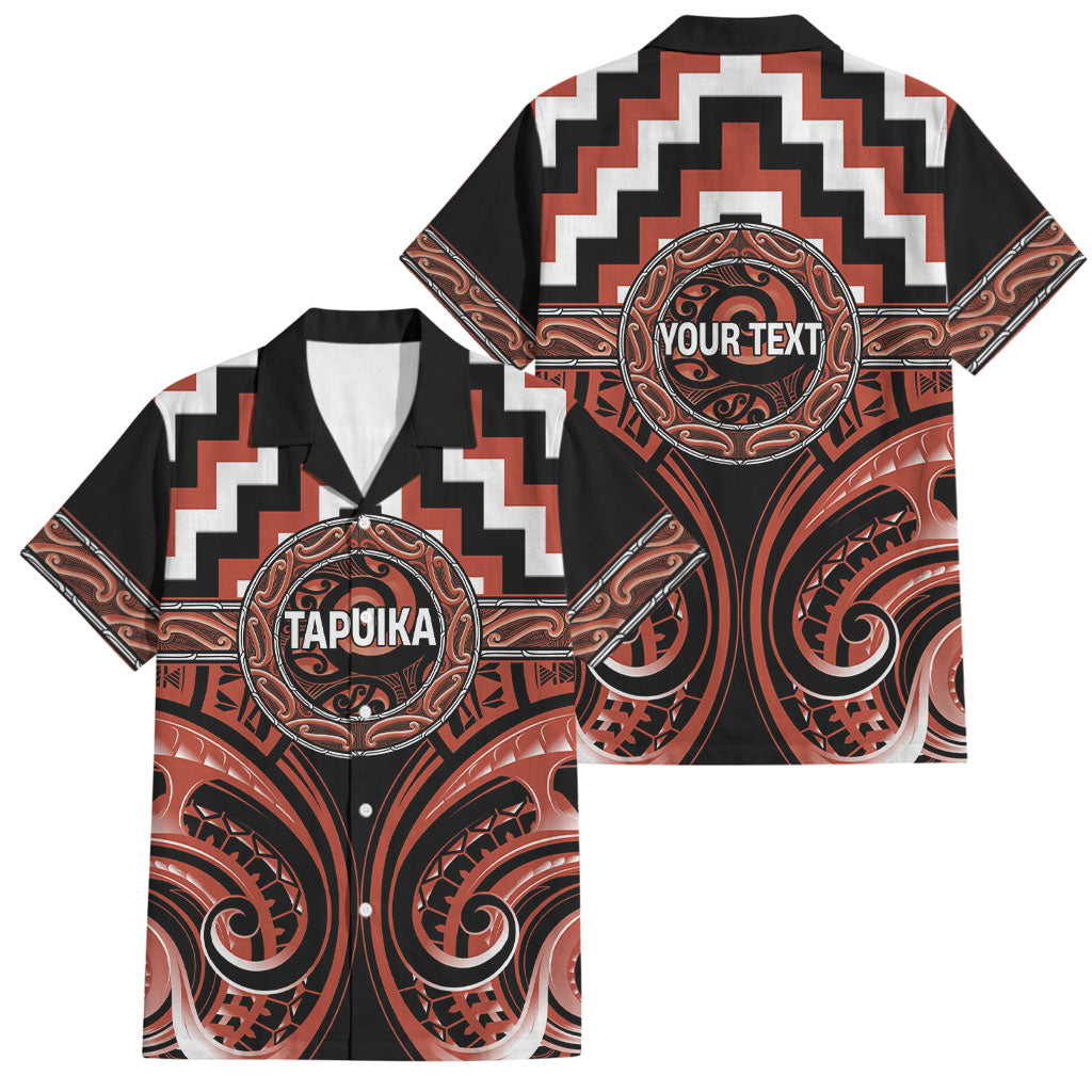 Aotearoa Tapuika Personalised Family Matching Summer Maxi Dress and Hawaiian Shirt Maori Iwi Poutama Puhoro Tattoo LT14 Dad's Shirt - Short Sleeve Red - Polynesian Pride