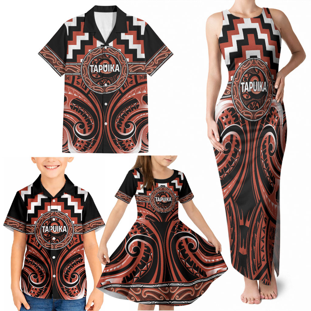 Aotearoa Tapuika Personalised Family Matching Tank Maxi Dress and Hawaiian Shirt Maori Iwi Poutama Puhoro Tattoo LT14 - Polynesian Pride