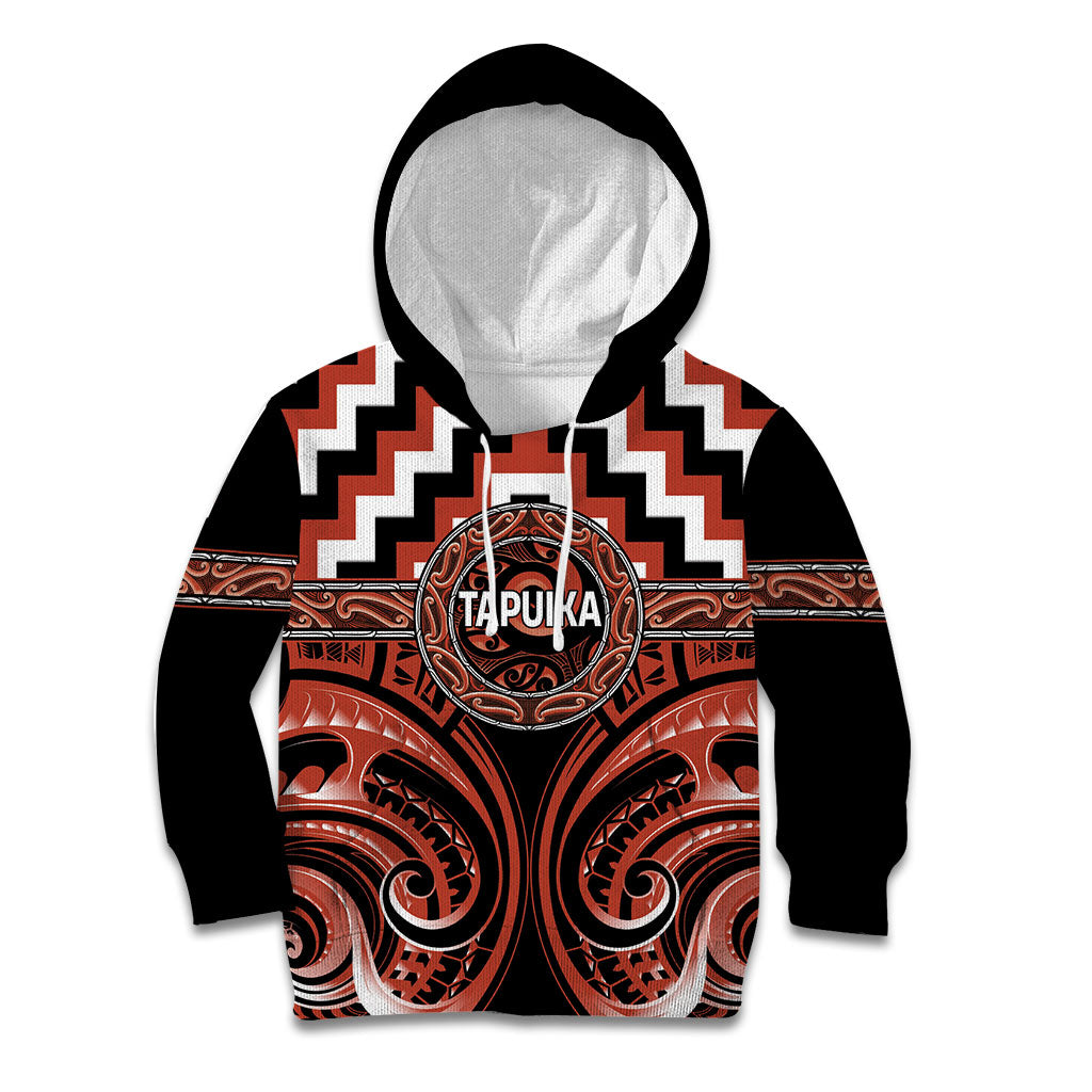 Aotearoa Tapuika Personalised Kid Hoodie Maori Iwi Poutama Puhoro Tattoo LT14 Hoodie Red - Polynesian Pride