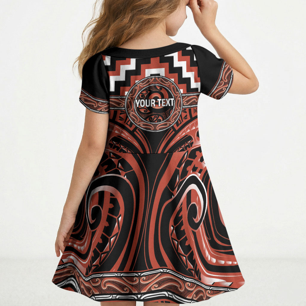 Aotearoa Tapuika Personalised Kid Short Sleeve Dress Maori Iwi Poutama Puhoro Tattoo LT14 - Polynesian Pride