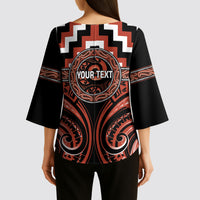 Aotearoa Tapuika Personalised Kimono Sleeve Blouse Maori Iwi Poutama Puhoro Tattoo LT14 - Polynesian Pride