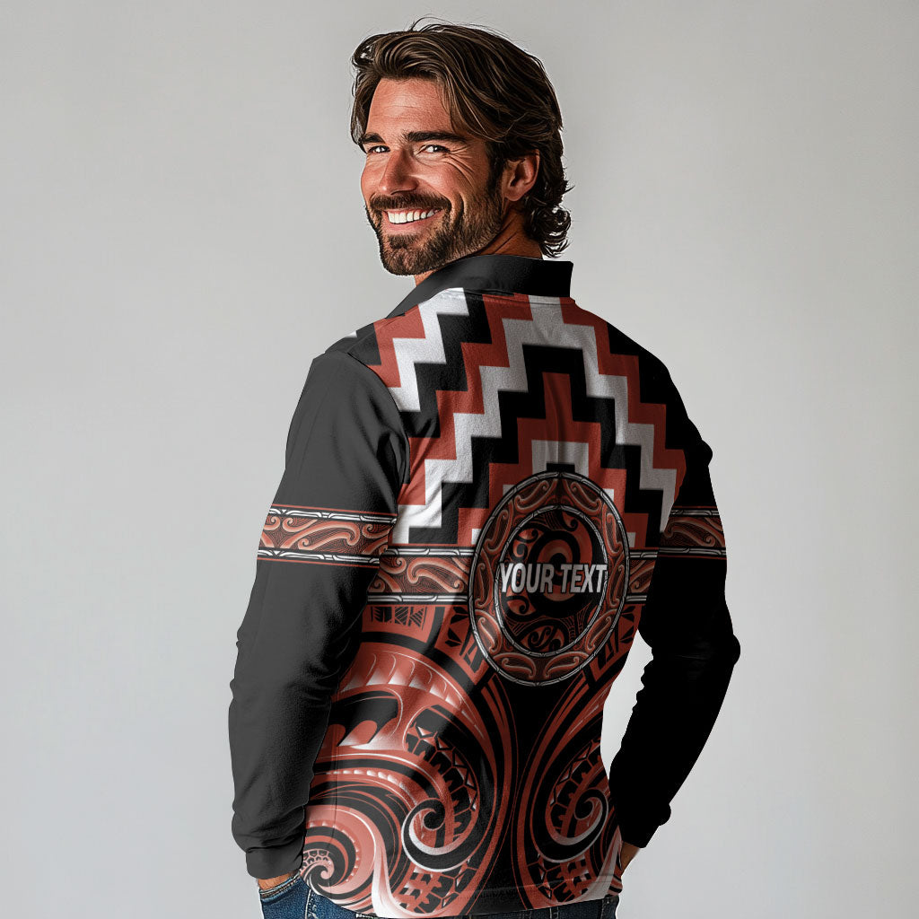 Aotearoa Tapuika Personalised Long Sleeve Polo Shirt Maori Iwi Poutama Puhoro Tattoo LT14 - Polynesian Pride