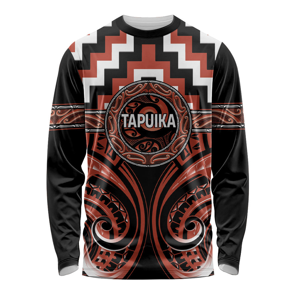 Aotearoa Tapuika Personalised Long Sleeve Shirt Maori Iwi Poutama Puhoro Tattoo LT14 Unisex Red - Polynesian Pride