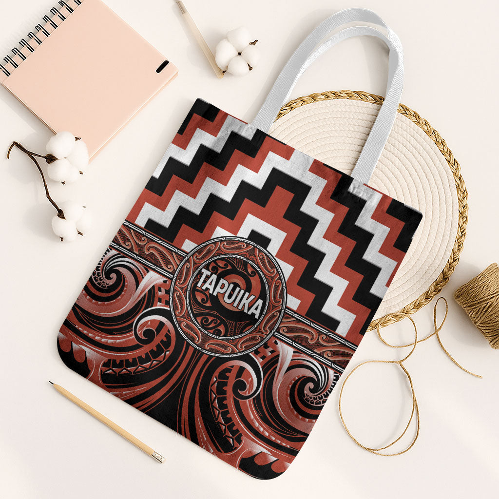 Aotearoa Tapuika Tote Bag Maori Iwi Poutama Puhoro Tattoo LT14 White Strap One Size Red - Polynesian Pride