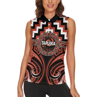 Aotearoa Tapuika Personalised Women Sleeveless Polo Shirt Maori Iwi Poutama Puhoro Tattoo LT14 - Polynesian Pride