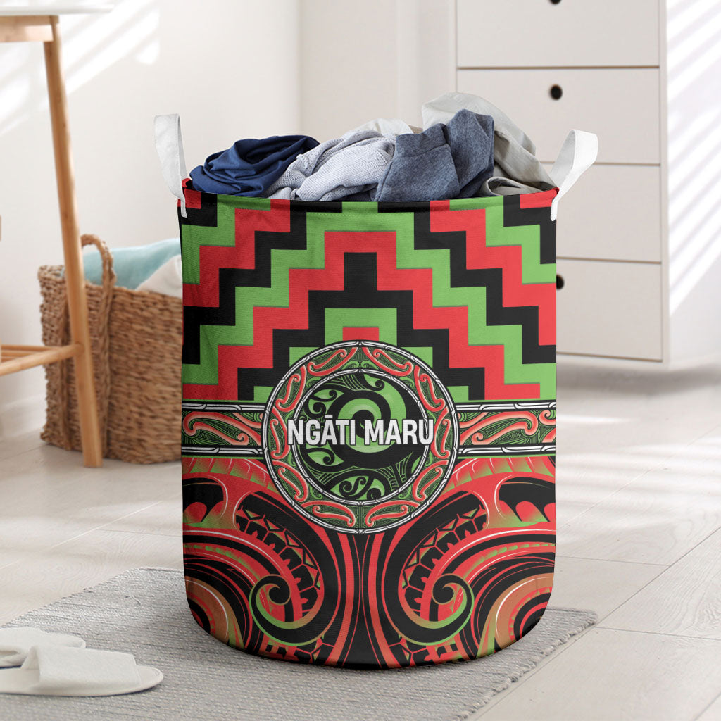 Aotearoa Ngati Maru Laundry Basket Maori Iwi Poutama Puhoro Tattoo LT14 Red - Polynesian Pride