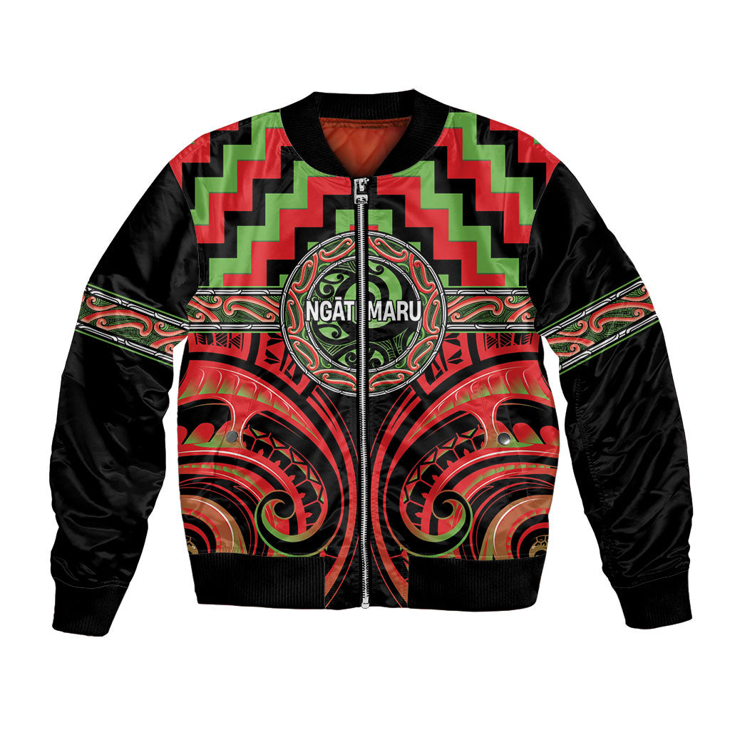 Aotearoa Ngati Maru Personalised Bomber Jacket Maori Iwi Poutama Puhoro Tattoo LT14 Unisex Red - Polynesian Pride