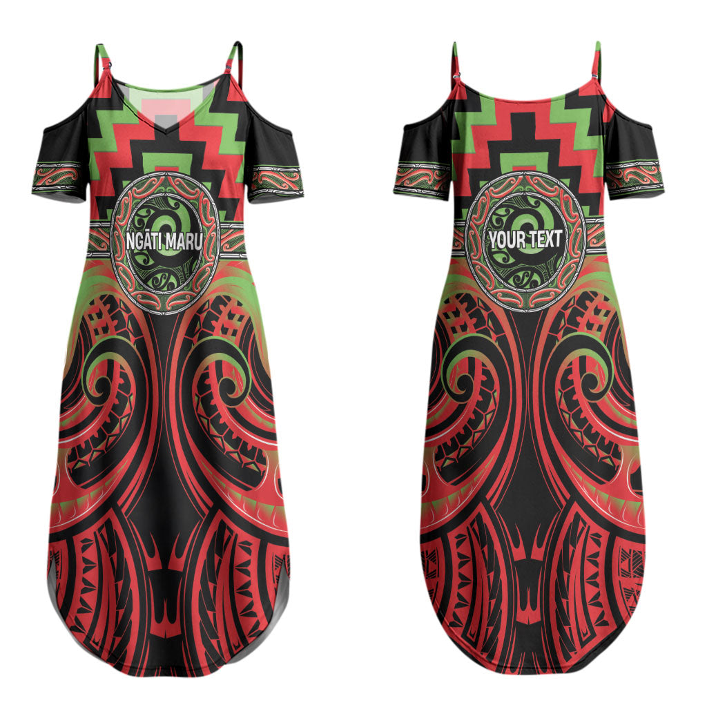 Aotearoa Ngati Maru Personalised Couples Matching Summer Maxi Dress and Hawaiian Shirt Maori Iwi Poutama Puhoro Tattoo LT14 - Polynesian Pride