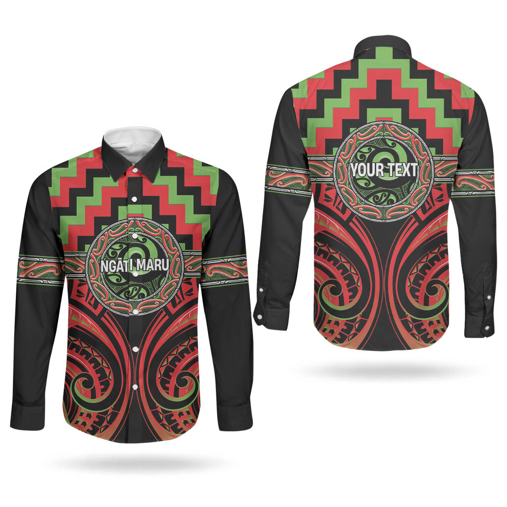 Aotearoa Ngati Maru Personalised Couples Matching Tank Maxi Dress and Long Sleeve Button Shirt Maori Iwi Poutama Puhoro Tattoo LT14 - Polynesian Pride