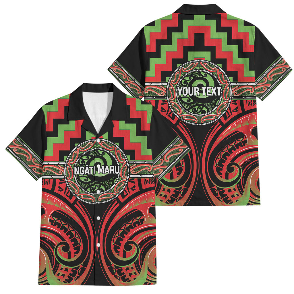 Aotearoa Ngati Maru Personalised Family Matching Long Sleeve Bodycon Dress and Hawaiian Shirt Maori Iwi Poutama Puhoro Tattoo LT14 Dad's Shirt - Short Sleeve Red - Polynesian Pride