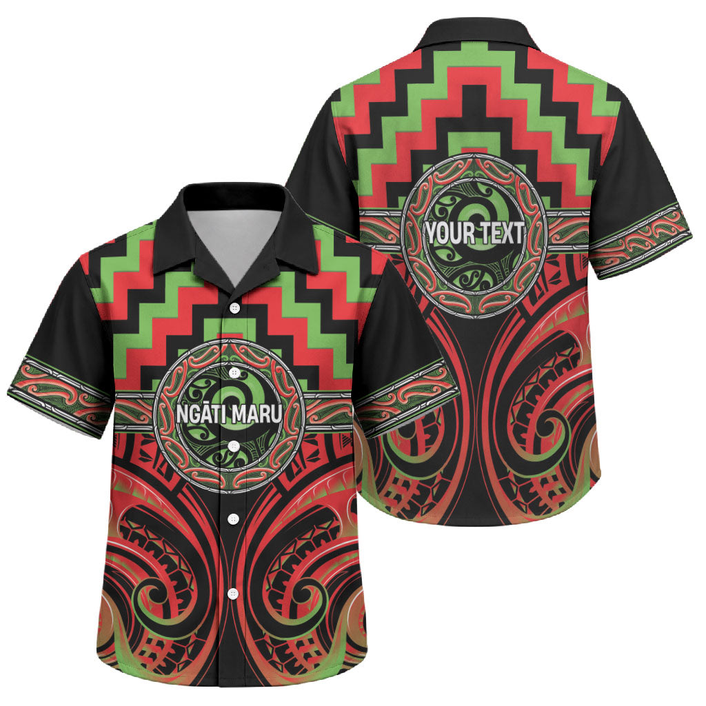 Aotearoa Ngati Maru Personalised Family Matching Short Sleeve Bodycon Dress and Hawaiian Shirt Maori Iwi Poutama Puhoro Tattoo LT14 Son's Shirt Red - Polynesian Pride
