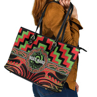 Aotearoa Ngati Maru Leather Tote Bag Maori Iwi Poutama Puhoro Tattoo LT14 - Polynesian Pride