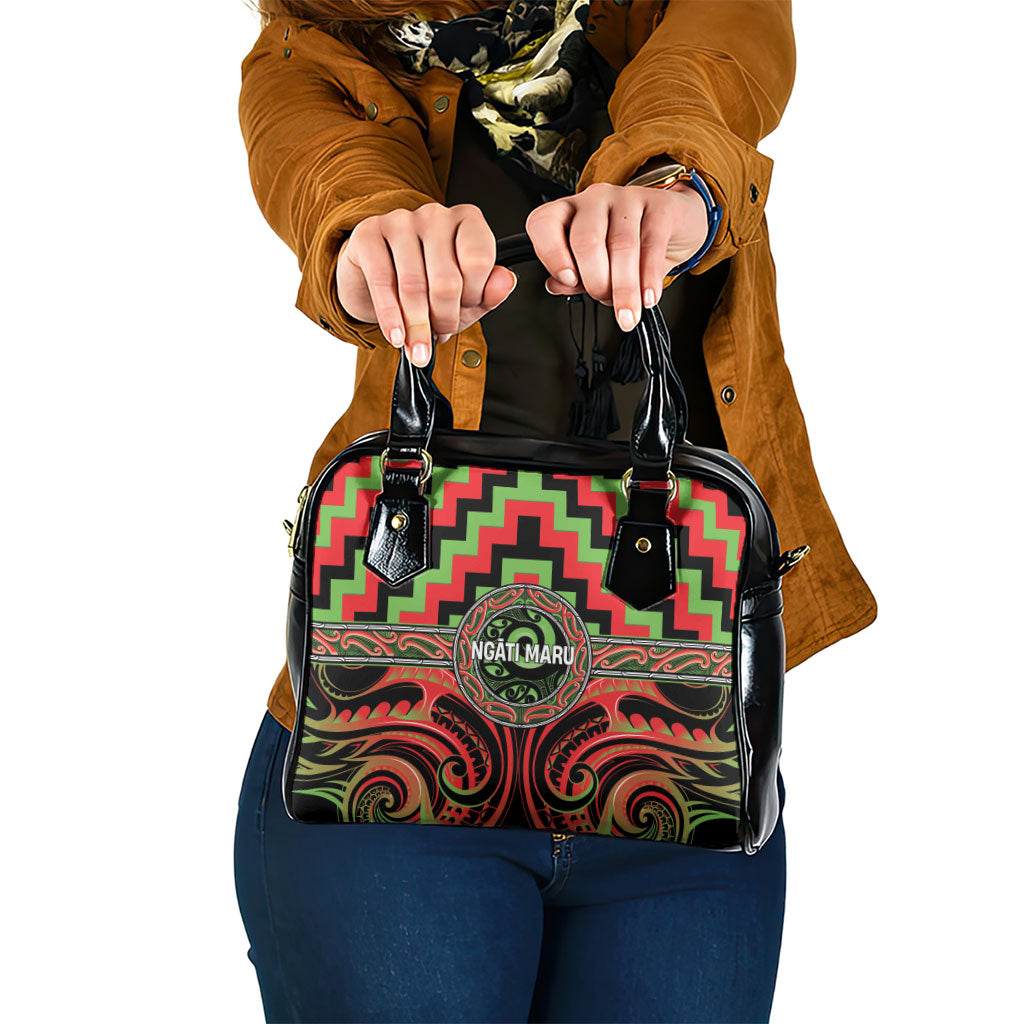 Aotearoa Ngati Maru Shoulder Handbag Maori Iwi Poutama Puhoro Tattoo LT14 One Size Red - Polynesian Pride