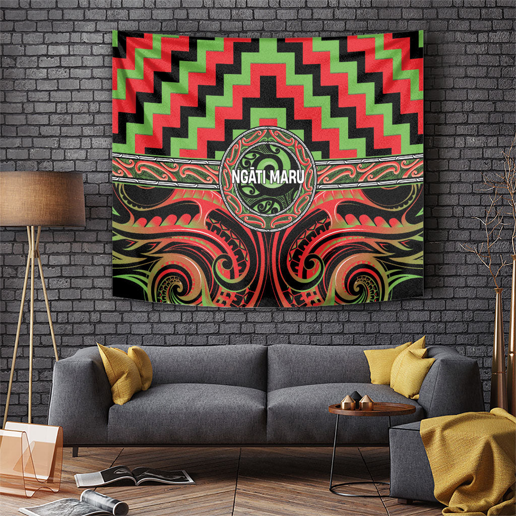 Aotearoa Ngati Maru Tapestry Maori Iwi Poutama Puhoro Tattoo LT14 Red - Polynesian Pride