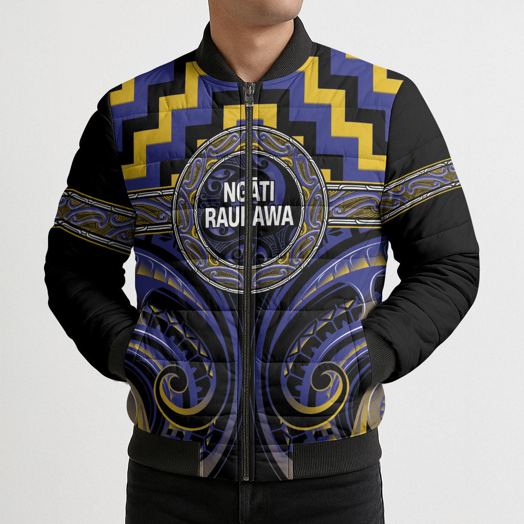 Aotearoa Ngati Raukawa Personalised Bomber Puffer Jacket Maori Iwi Poutama Puhoro Tattoo LT14 - Polynesian Pride